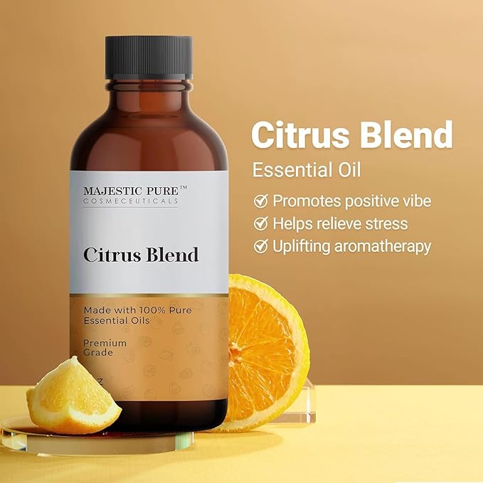 Majestic Pure Citrus Essential Oil Blend | 100% Pure & Natural for a Joyful, Positive Aroma | Pink Grapefruit, Orange, Spearmint, Lemon Essential Oil for Diffusers & Aromatherapy | 1oz - Bloomnest