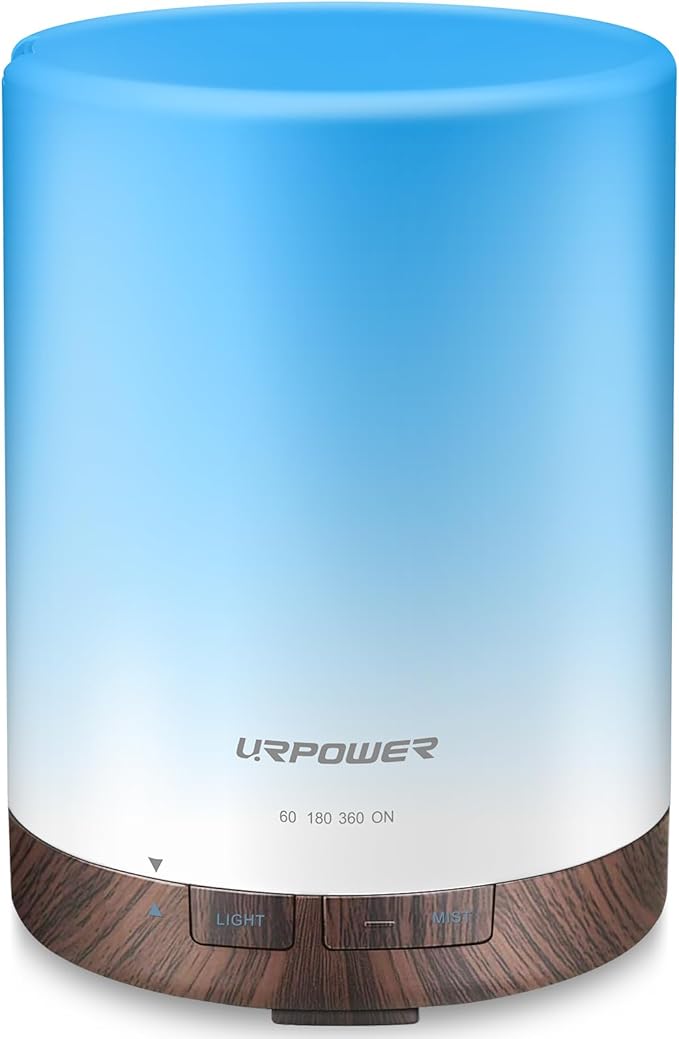 URPOWER 300ml Essential Oil Diffuser Ultrasonic Air Humidifier AUTO Shut Off Aromatherapy Scent Diffuser Night Light 7 Color Changing LED Lights and 4 Timer Settings for Home Office Yoga - Bloomnest
