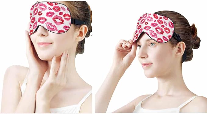 Kiss Sleep Eye Mask Lipstick Red Pink Lips Men Women Sleep Mask with Adjustable Strap Eye Cover Eye Shade for Travel, Nap,Meditation - Bloomnest
