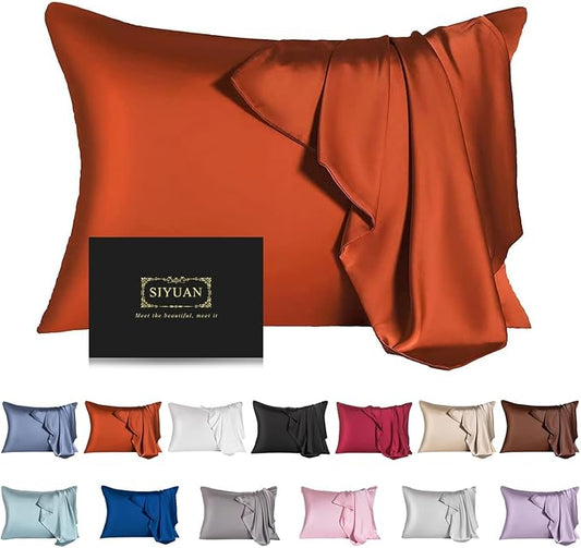 Mulberry Silk Pillowcase for Hair and Skin,Cooling Silk Pillow Case with Hidden Zipper,Allergen Proof Dual Sides Soft Breathable Smooth Silk Pillow Cover for Women (Orange, Toddler) - Bloomnest