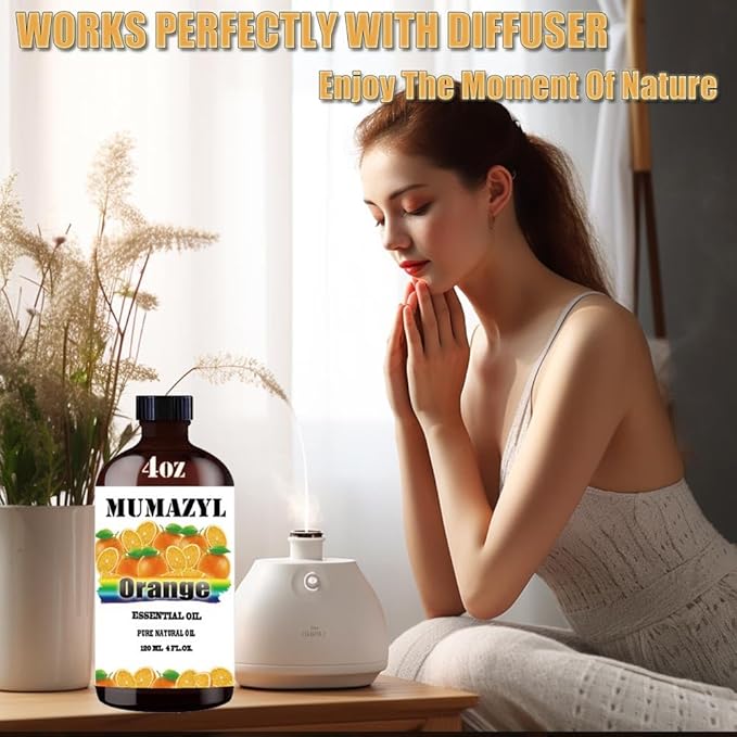 Sweet Orange Essential Oil, Sweet Orange Oil 4 Fl Oz 120ML for Diffuser Humidifier Yoga Cleaning DIY Candle Soap Making Essential Oils - Bloomnest