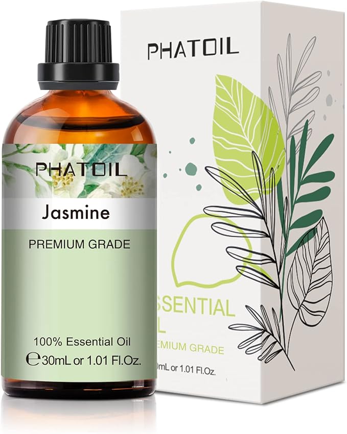 Jasmine Essential Oil 1.01fl.oz/30ml, PHATOIL Jasmine Oils Long Lasting Scents for Aromatherapy, Diffuser, DIY Soap and Candle Making PHATOIL