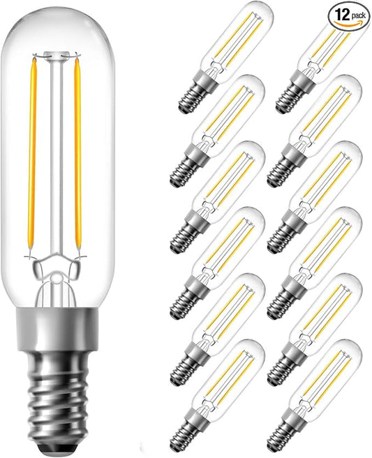 dalattin T6 LED Light Bulbs, 40W Equivalent Dimmable 5000K Daylight White Small Lightbulbs, Efficient 4.5W T25 Decorative Bulbs, E12 Base, 120V, for Chandelier Ceiling Fan Wall Sconce, 500lm, 12 Pack - Bloomnest