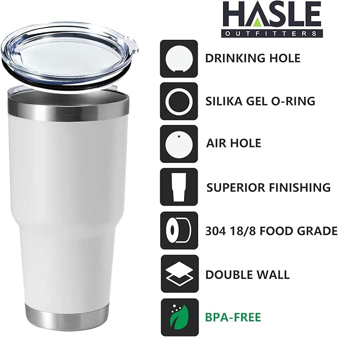 HASLE OUTFITTERS 30oz Stainless Steel Tumbler, Double Wall Vacuum Insulated Travel Mug Tumbler, Durable Insulated Coffee Mug, Gift Box Set (White, 4) - Bloomnest
