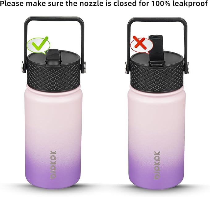 BJPKPK Water Bottle with Straw Lid, 15 oz Insulated Water Bottle, Stainless Steel Metal Water Bottles, Reusable Leak Proof BPA Free Thermo, Flask, Cups,Violet - Bloomnest