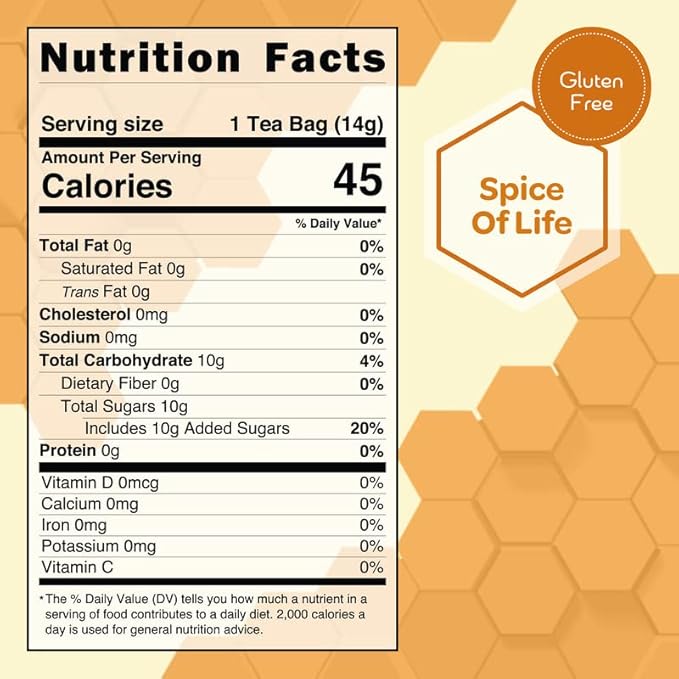 True Honey Chai Tea Bags - Providing Herbal Wellness - All Natural Organic Cinnamon, Clove, Coriander, Anise and Fennel Black - Blended with Honey Crystals Blended - 24 Count - Bloomnest