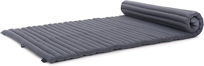 Leewadee - Kapok Roll Mat – Handcrafted Folding Sleep & Relaxation Mattress from Thailand, Ideal as Guest Bed, Camping Mat, Yoga Mat or Traditional Futon, 75 x 39 inches, Anthracite - Bloomnest