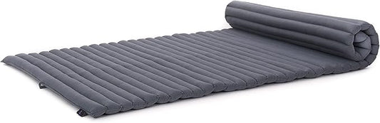Leewadee - Kapok Roll Mat – Handcrafted Folding Sleep & Relaxation Mattress from Thailand, Ideal as Guest Bed, Camping Mat, Yoga Mat or Traditional Futon, 75 x 39 inches, Anthracite - Bloomnest