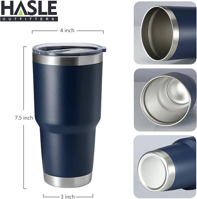 HASLE OUTFITTERS 30oz Stainless Steel Tumbler, Double Wall Vacuum Insulated Travel Mug Tumbler, Durable Insulated Coffee Mug, Gift Box Set (Navy, 1) - Bloomnest