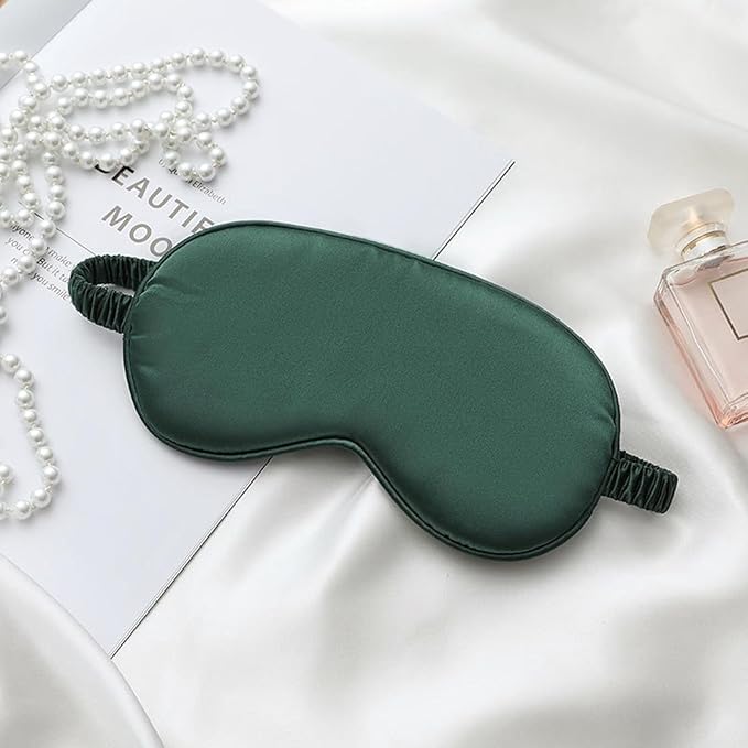 Silk Satin Sleeping Eye Mask, Green Sleep Eye Night Blindfold for Women and Men, Soft Breathable Blackout Eyeshade Eye Cover for Travel, Wedding Bridesmaid Gift - Bloomnest