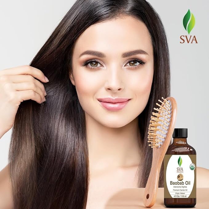 SVA Baobab Seed Oil Organic - 4 Fl Oz – 100% Natural Cold Pressed Organic Baobab Oil - for Face, Skin Care, Hair Care, Scalp Massage & Body Massage – Carrier Oil with Dropper - Bloomnest