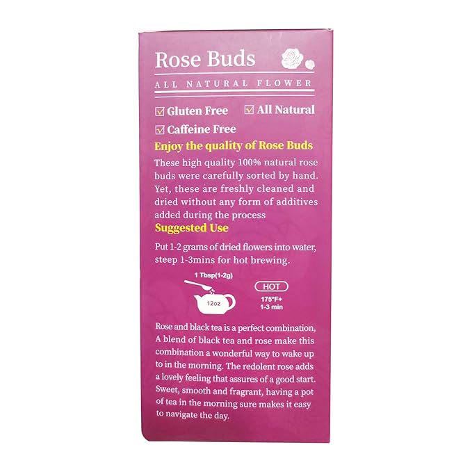 TIAN HU SHAN Rose Tea Loose Leaf, Premium Dried Rose Buds, Food Grade Natural Herbal Tea, Caffeine Free Sugar Free, 4 Ounce Pack of 1 - Bloomnest