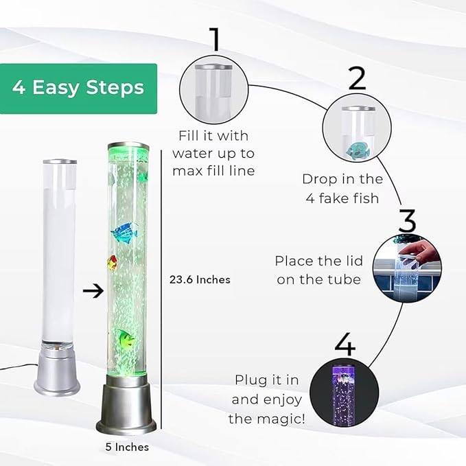 Shop LC Fish Lamp Sensory Bubble Tube Bubble Lamps Aquarium Night Light 6 LED Color Changing Sensory Tubes Table Lamp Lava Bedroom Lamps Home Decor Desk Fake Fish Tank Christmas Gifts Men 1.9FT - Bloomnest