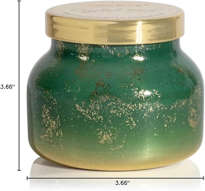 Capri Blue Glimmer Jar Candles - Luxury Holiday Scented Candles for Home - Long Lasting Soy Wax Blend - Scented Holiday & Home Decor - Crystal Pine Signature Petite Jar (8 oz) - Bloomnest
