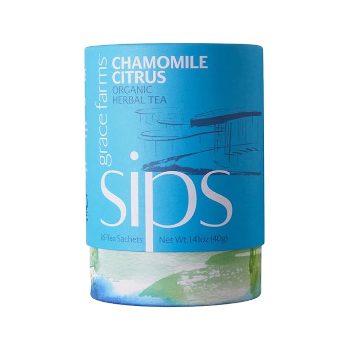 Grace Farms CHAMOMILE CITRUS Herbal Tea (16 Pyramid Sachets) | Naturally Sweet, Calming and Caffeine Free |Organic, Fair Trade and Kosher Certified | Gives Back 100% of Profits - Bloomnest