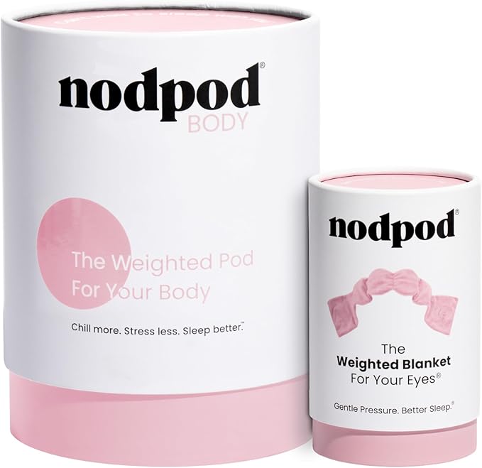 Nodpod Weighted Blanket & Sleep Mask Bundle – Ultra-Soft Body Blanket with Glass Beads + Light-Blocking Eye Mask – Relaxation, Comfort, Travel & Better Sleep - Blush Pink - Bloomnest