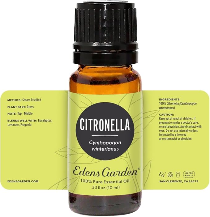 Edens Garden Citronella Essential Oil- 100% Pure Premium Grade, Undiluted, Natural, Therapeutic, Aromatherapy, The Best for Diffuser, Skin, Candle, Kid Safe 10 ml (.33 fl oz) - Bloomnest