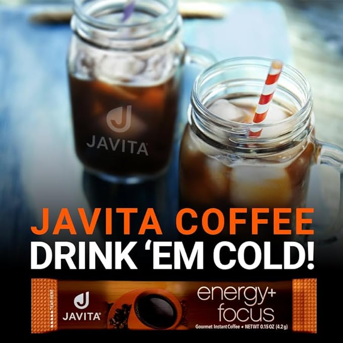 Javita Energy + Focus Instant Coffee Packets, 100% South American Arabica & Robusta Blend, plus Herbs for Clarity, Energy, & Focus, Keto, Dieters Drink, 2 box / 24 (4.2g Sticks), 48 Count - Bloomnest