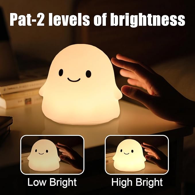Halloween Ghost Night Light, Kids Halloween Gifts - Cloud Nightlight, Halloween Decorations, Squishy Silicone, Dimmable, Rechargeable, 30-Min Timer, Bedroom Nursery Bedside, Room Decor - Bloomnest