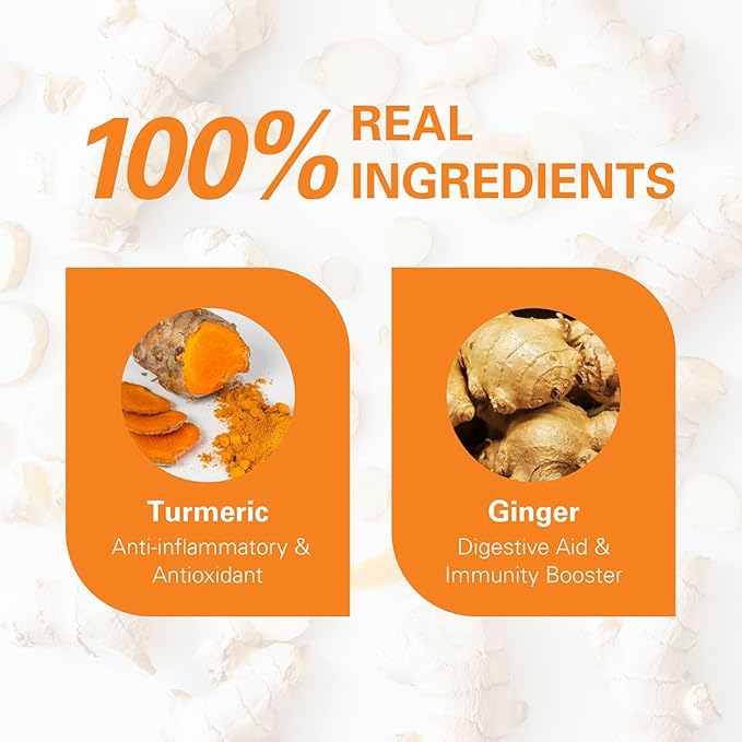 WT WEETEE Turmeric Ginger Tea Bags, 100% Pure Turmeric and Ginger Root Herbal Blend Savory & Spicy, Natural Caffeine-free Spice Tea - Bloomnest