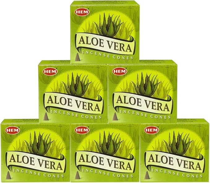 TRUMIRI Incense Cone Holder Bundle with Hem Aloe Vera Incense Cones - Pack of 6 (Approx 60 Cones) TRUMIRI