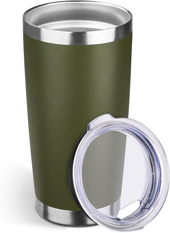 StarSpeed 20oz Tumbler Bulk with Lid, Stainless Steel Insulated Tumblers Double Wall Vacuum Insulated Travel Mug, Powder Coated Coffee Cups for Hot and Cold Drinks(Navy Green,1) - Bloomnest