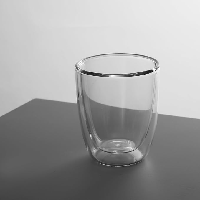 NIRA.Z 2 Pack12oz Double Wall Glass Coffee Mugs, No Hole Bottom, Insulated Borosilicate Glass Coffee Cups, Clear Mugs for Hot & Cold Beverages, Perfect for Espresso, Latte, Tea, Cappuccino - Bloomnest