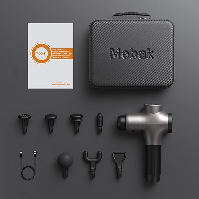 Mebak 3 Massage Gun, Massage Gun Deep Tissue for Athletes, Professional Muscle Percussion Massager, Massager for Shoulder Leg Back Body Pain Relief, Quiet Portable Sport Tool, Gifts for Him - Bloomnest