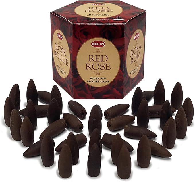 TRUMIRI Red Rose Incense Cones for Waterfall - 40 Pieces (2 Sets of 20)