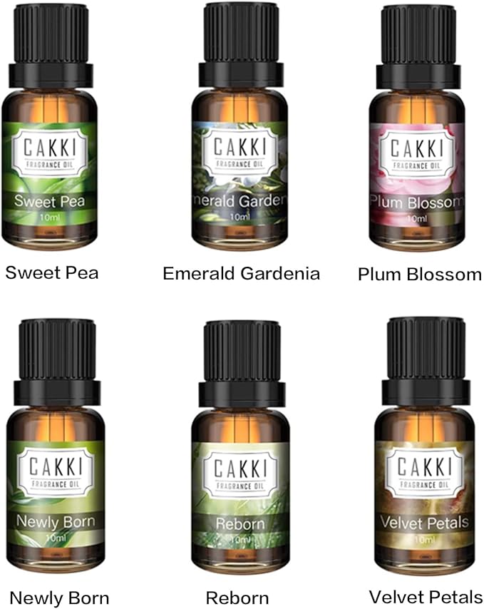Essential Oils for Diffusers for Home,Spring Fragrance Oils Set,6x10ml,Sweet Pea,Emerald Gardenia,Plum Blossom,Newly Born,Reborn,Velvet Petals,Aromatherapy Oils,for Candles Making - Bloomnest