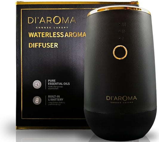 Waterless Essential Oil Diffuser – Portable Nebulizing Aroma Oil Diffuser for Car, Home & Office, USB Rechargeable, Silent Operation, No Water Needed, Di'Aroma (White) - Bloomnest
