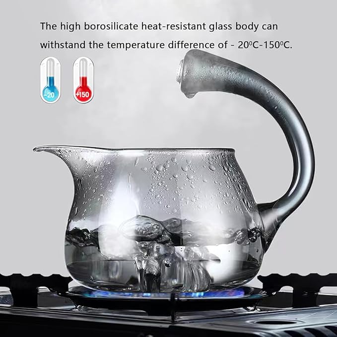 Lazy Kungfu Drip TeaPot, Heat Resistant Tea Set, Semi-Automatic Glass Teapot Suit for Magnetic Water Flow Wooden Glass Teapot Set