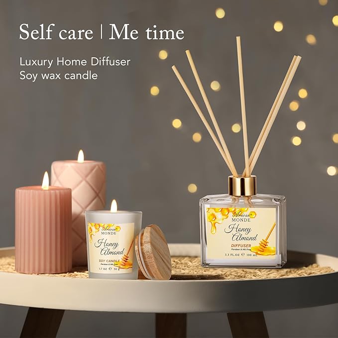 Bath & Body Gift Set, Luxury Home Spa Bath Gift Basket, Honey Almond Scented Bath Set, Pamper Gifts for Women & Teens, 15 Pcs Relaxing Home Spa Kit with Bubble Bath, Bath Salts, Body Lotion - Bloomnest