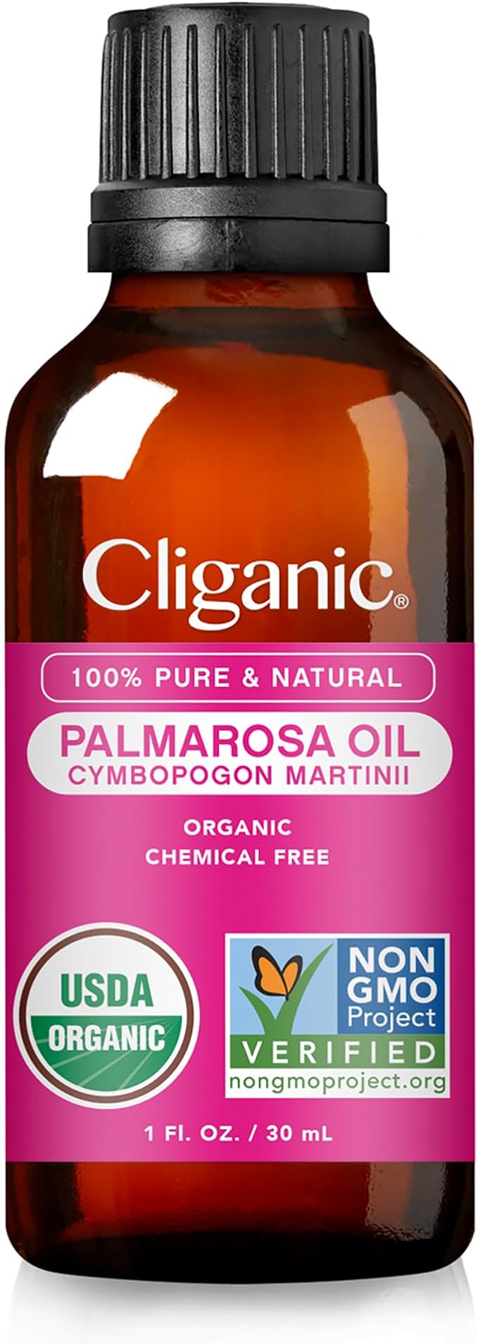 Cliganic USDA Organic Palmarosa Essential Oil, 1oz - 100% Pure Natural Undiluted for Aromatherapy | Non-GMO (Packaging May Vary) Cliganic