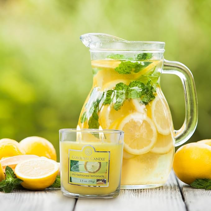 Colonial Candle Old Fashioned Lemonade Jar Candle, 2 Wick, 3.5 oz, Mottled Wax Candle - Bloomnest