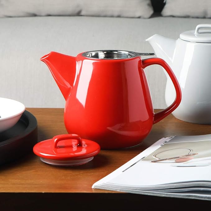 Sweejar 40oz Tea pot with Removable Stainless Steel Infuser,Dishwasher Safe Tea Pots for Loose Tea,Tea Pots with Infuser for Chrismas Women Gift (Red) - Bloomnest