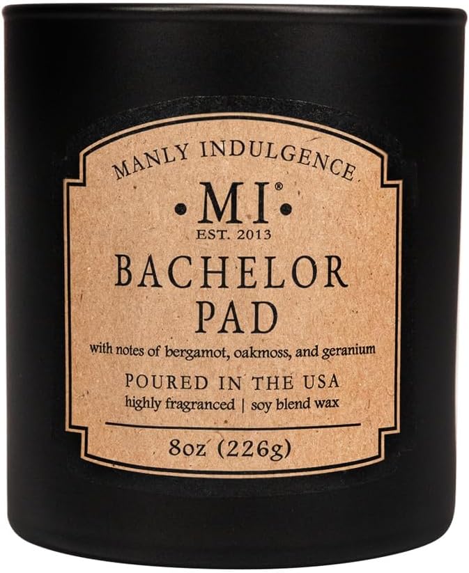 Manly Indulgence Bachelor Pad Scented Candles for Men, Premium Soy Blend Wax, 45H Burn, Candles for Home Scented, Gift-Ready Packaging - Made in The USA - Bloomnest