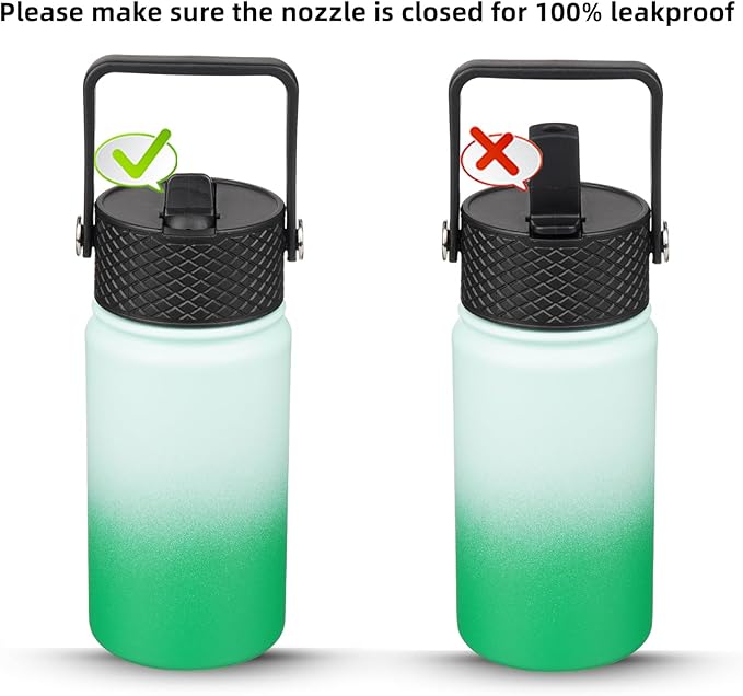 BJPKPK Water Bottle with Straw Lid, 15 oz Insulated Water Bottle, Stainless Steel Metal Water Bottles, Reusable Leak Proof BPA Free Thermo, Flask, Cups, Meadow - Bloomnest