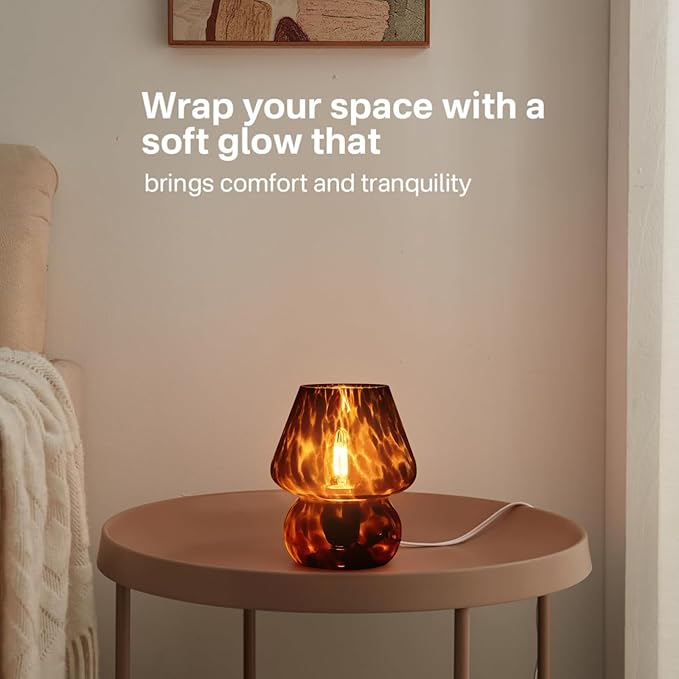 Mushroom Lamp Small Lamp Table Lamp for Bedroom, Desk Bedside Lamps for Living Room,Mushroom Decor Cute Mini Modern Mid Century Lamps for Night Stands,Aesthetic Home Living Room Decor(Black) - Bloomnest