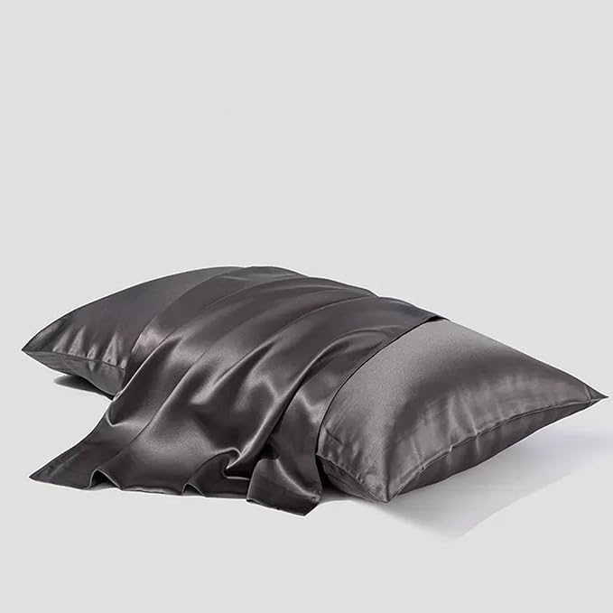 Pure Mulberry Silk Pillow Cases Standard Size, Oeko-TEX Certified 100% Silk Pillowcase for Hair and Skin, Premium 22 Momme silk zippered pillowcase, USA, Dark Gray, 1 Pc 20"x26" (Standard, Slate Grey) - Bloomnest