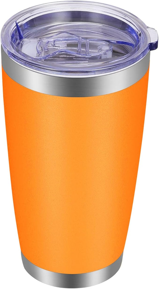 VEGOND 20oz Tumbler with Lid and Straw Stainless Steel Tumbler Cup Vacuum Insulated Double Wall Travel Coffee Mug Powder Coated Coffee Cup(Orange 1 Pack)