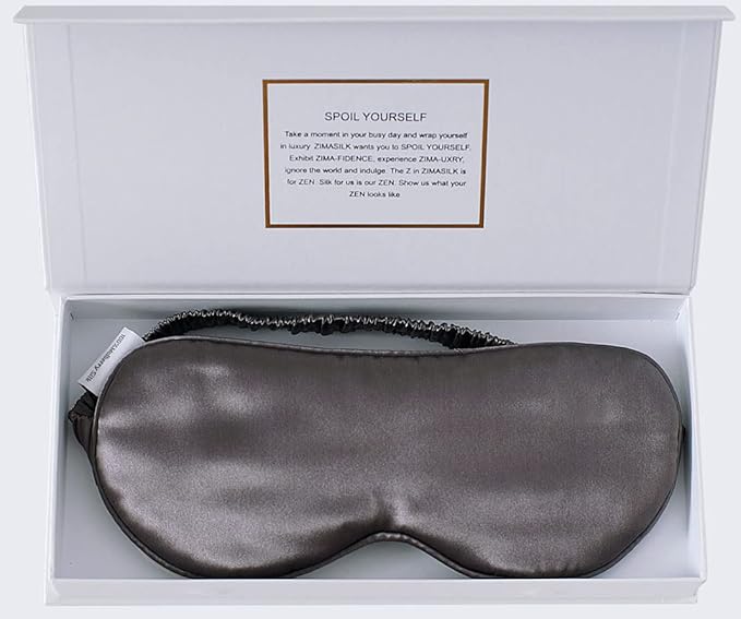 ZIMASILK Adjustable 100% 22 Momme Mulberry Silk Sleep Mask for Sleeping, Filled with Premium Mulberry Silk, Softest & Breathable Eye Sleeping Mask (Blackish Grey) - Bloomnest