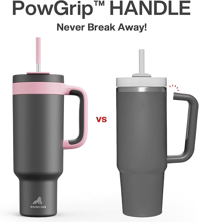 50 oz Tumbler with Handle, 2-in-1 Straw and Sip Lid, Leakproof, Dishwasher Safe, Insulated Stainless Steel Travel Coffee Mug, Keeps Cold for 34 Hours, Fits in Car Cup Holder (Rebellion) - Bloomnest