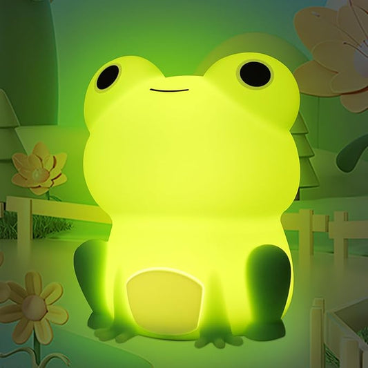 Attivolife Cute Frog Night Light for Kid, Squishy Animal Silicone Lamp, Rechargeable Portable and Dimmable Touch Control, Best Bedroom Bedside Decor Christmas Birthday Gift for Boy Girl Toddler - Bloomnest