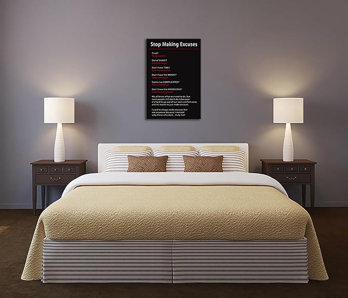 Motivational Stop Making Excuses Team Poster Inspirational Canvas Wall Art Inspiring Picture Prints Painting Artwork for Office Living Room Home Wall Decor Wood Framed Ready to Hang[24''W x 36''H] - Bloomnest