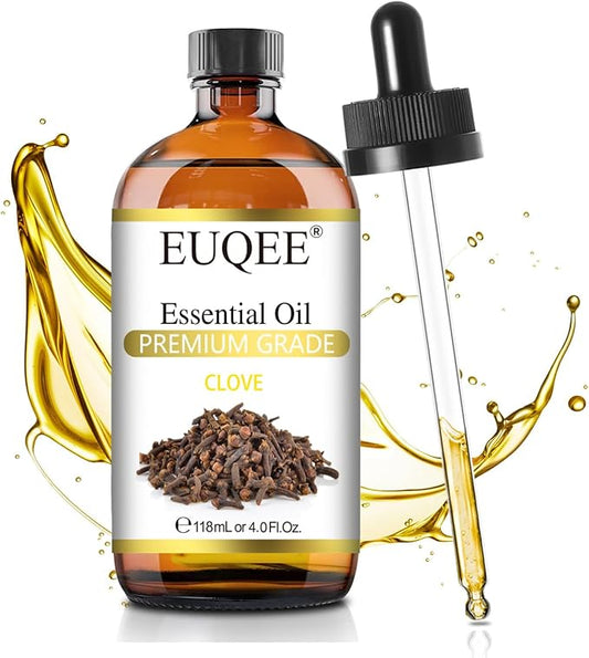 EUQEE Clove Essential Oil Large Capacity (4 oz/118 ml) Premium Clove Bud Oil - with Glass Dropper, Great for Diffusers, DIY Candle e & Soap Making - Bloomnest