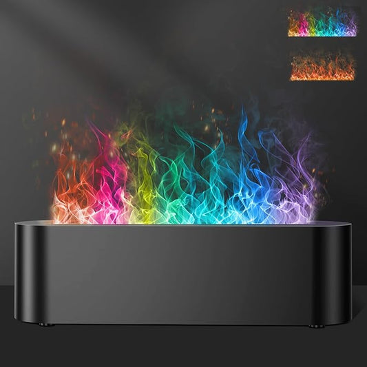 Colorful Flame Fire Diffuser Humidifier, 7 Colors Changing Oil Diffuser, Ultra-Quiet Aroma Essential Oils Aromatherapy Diffusers for Large Room, Bedroom, Office(Timeable, Waterless Auto off-150ml) - Bloomnest