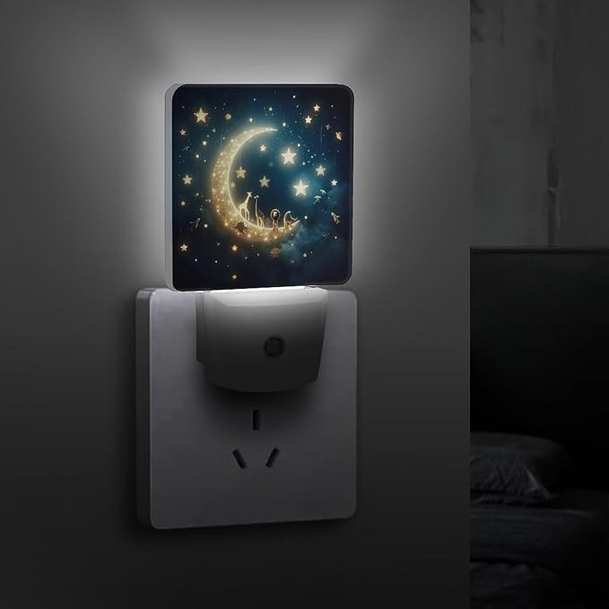 Moon and Starry Sky Night Light, Plug into Wall Decor Nightlights for Bedroom, Bathroom, Hallway, Kitchen, with Dusk to Dawn Light Auto Sensors LED Night Lights for Boys Girls Women Men Room Gifts - Bloomnest
