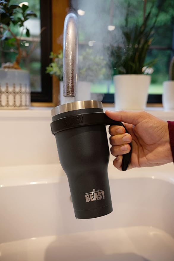 Beast 30 oz Tumbler Stainless Steel Vacuum Insulated Coffee Ice Cup Double Wall Travel Flask (Matte Black) - Bloomnest