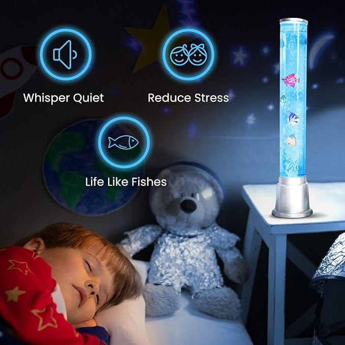 Shop LC Fish Lamp Sensory Bubble Tube Bubble Lamps Aquarium Night Light 6 LED Color Changing Sensory Tubes Table Lamp Lava Bedroom Lamps Home Decor Desk Fake Fish Tank Christmas Gifts Men 1.9FT - Bloomnest